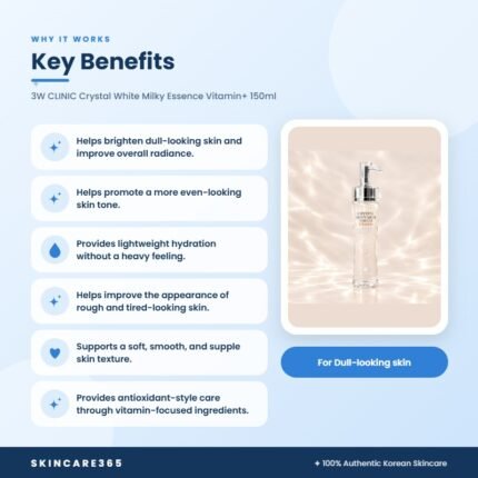 3W CLINIC Crystal White Milky Essence Vitamin+ 150ml Key Benefits