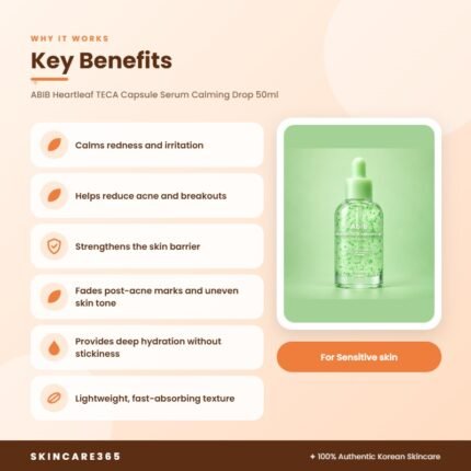 ABIB Heartleaf TECA Capsule Serum Calming Drop 50ml Key Benefits