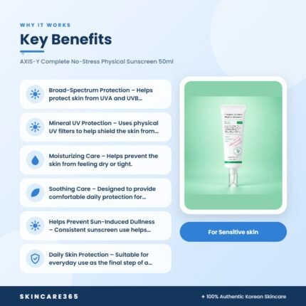 AXIS-Y Complete No-Stress Physical Sunscreen 50ml Key Benefits
