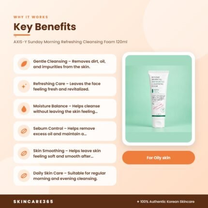 AXIS-Y Sunday Morning Refreshing Cleansing Foam 120ml Key Benefits