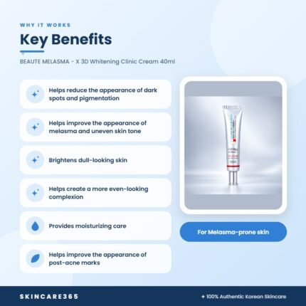 BEAUTE MELASMA - X 3D Whitening Clinic Cream 40ml Key Benefits