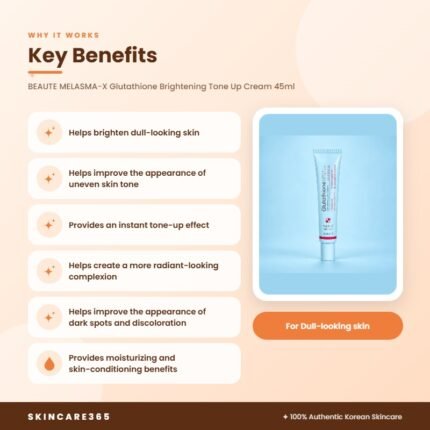 BEAUTE MELASMA-X Glutathione Brightening Tone Up Cream 45ml Key Benefits