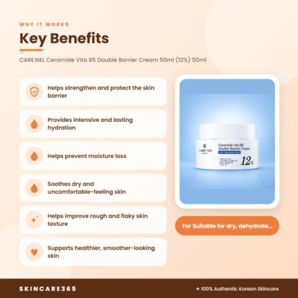 CARE:NEL Ceramide Vita B5 Double Barrier Cream 50ml (12%) 50ml Key Benefits