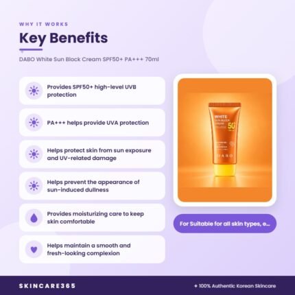 DABO White Sun Block Cream SPF50+ PA+++ 70ml Key Benefits