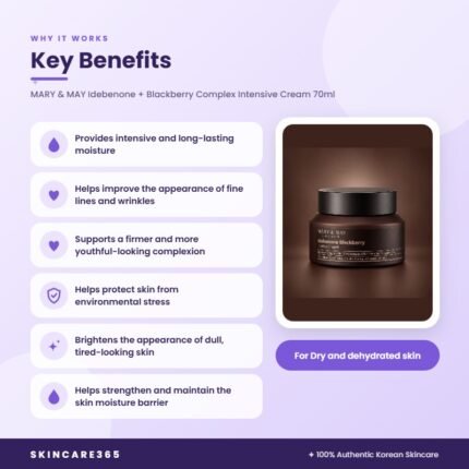 MARY & MAY Idebenone + Blackberry Complex Intensive Cream 70ml Key Benefits