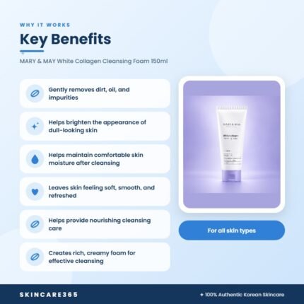 MARY & MAY White Collagen Cleansing Foam 150ml Key Benefits