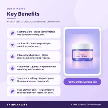NEOGEN DERMALOGY CICA Repair Snail Cream 50ml Key Benefits
