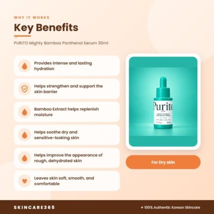 PURITO Mighty Bamboo Panthenol Serum 30ml Key Benefits