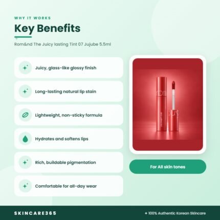 Rom&nd The Juicy lasting Tint 07 Jujube 5.5ml Key Benefits