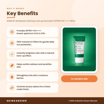SOME BY MI Mineral Calming Tone up Suncream SPF50+PA++++ 50ml Key Benefits
