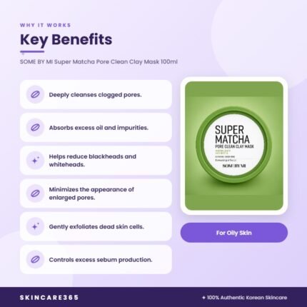 SOME BY MI Super Matcha Pore Clean Clay Mask 100ml Key Benefits