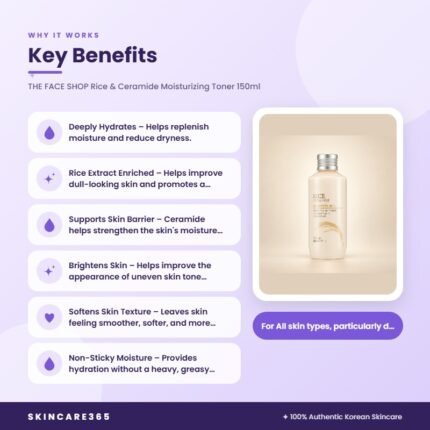 THE FACE SHOP Rice & Ceramide Moisturizing Toner 150ml Key Benefits