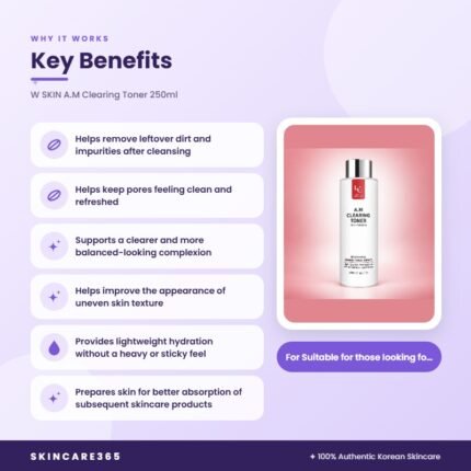 W SKIN A.M Clearing Toner 250ml Key Benefits